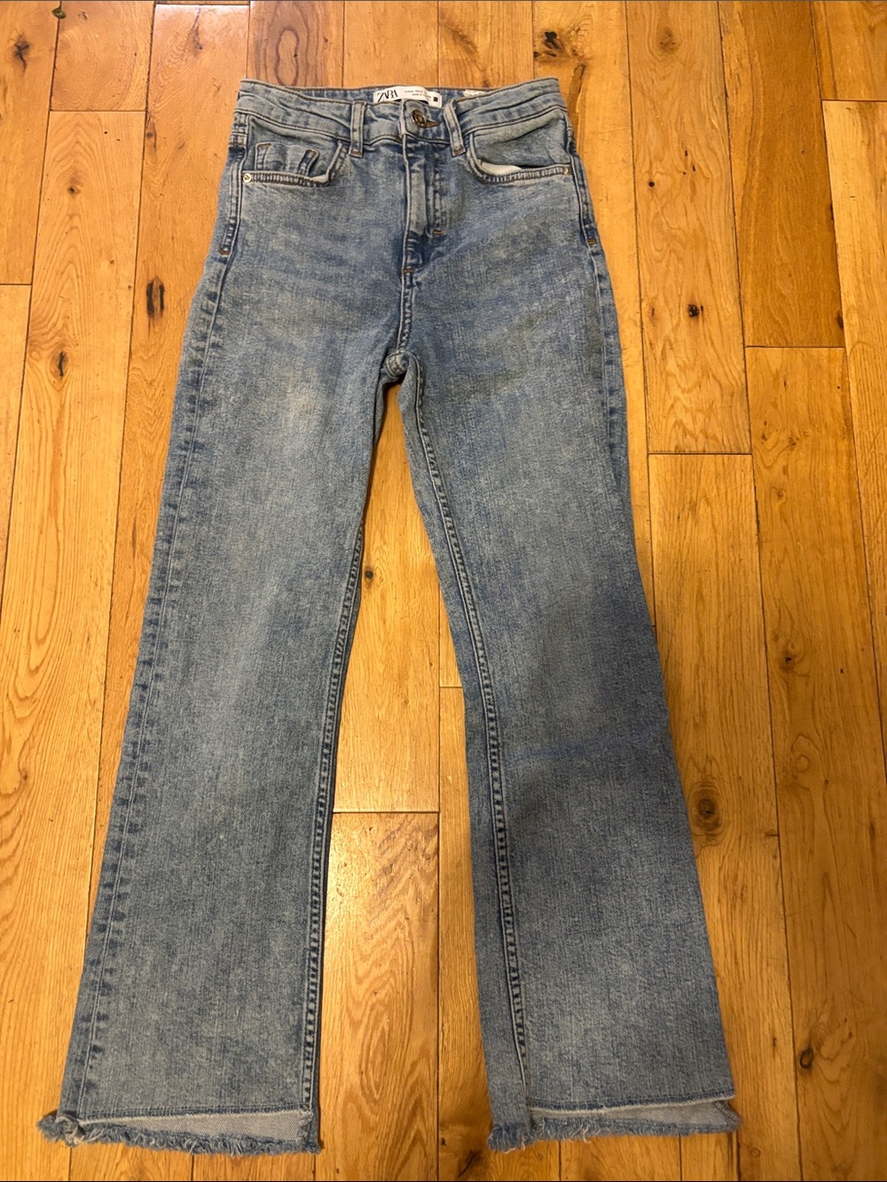 Zara High Rise Medium Wash Denim Flares in Size 2 (size 24)